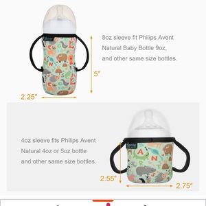 Set of 2 Glass Baby Bottle Sleeves with Double Handles